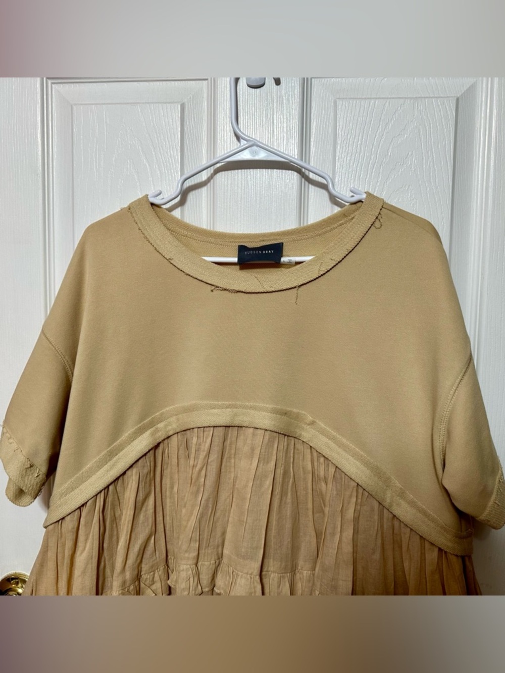 Hudson Gray Large Tiered Ruffle Tunic Dress in Camel/Tan - Picture 2 of 6